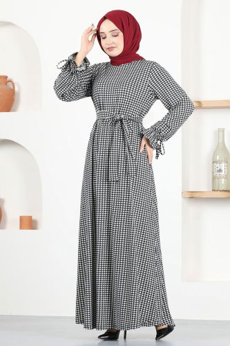 MRV M.S.L. - Kemerli Tesettür Elbise MSL2060-M Siyah