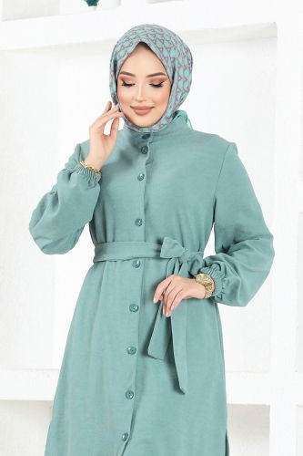 moda selvim Kemerli Tesettür Kışlık Takım 188DVL817 Mint - Thumbnail