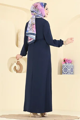 moda selvim Kemerli Toka Detaylı Elbise 2661MSZ1172 Laci - Thumbnail