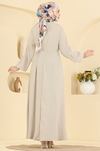 moda selvim Kemerli Toka Detaylı Elbise 2661MSZ1172 Vizyon - Thumbnail