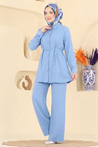 A.S.N. - Kemerli Tunik 2 li Takım 374ASN888 Bebe Mavisi