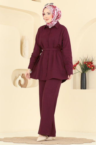 A.S.N. - Kemerli Tunik 2 li Takım 374ASN888 Bordo