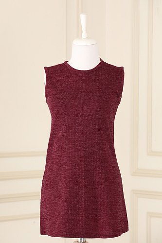 moda selvim Kemerli Üçlü Selanik Takım 116DVL817 Mürdüm&Siyah - Thumbnail