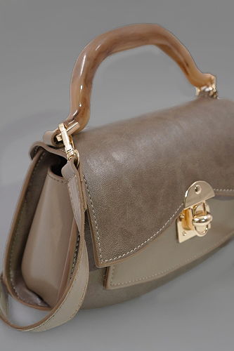 moda selvim Kilit Detay Kadın Çantası 3800ARK1142 Haki - Thumbnail