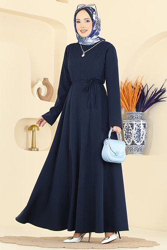 moda selvim Kloş Kesim Dabıl Elbise 24034UKB139 Laci - Thumbnail