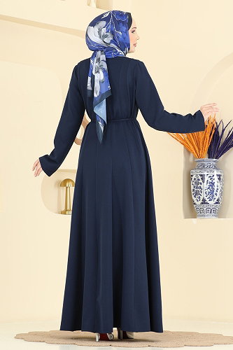 moda selvim Kloş Kesim Dabıl Elbise 24034UKB139 Laci - Thumbnail