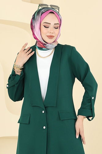 moda selvim Kol Apolet Detaylı Takım 9163PLK541 Zümrüt - Thumbnail