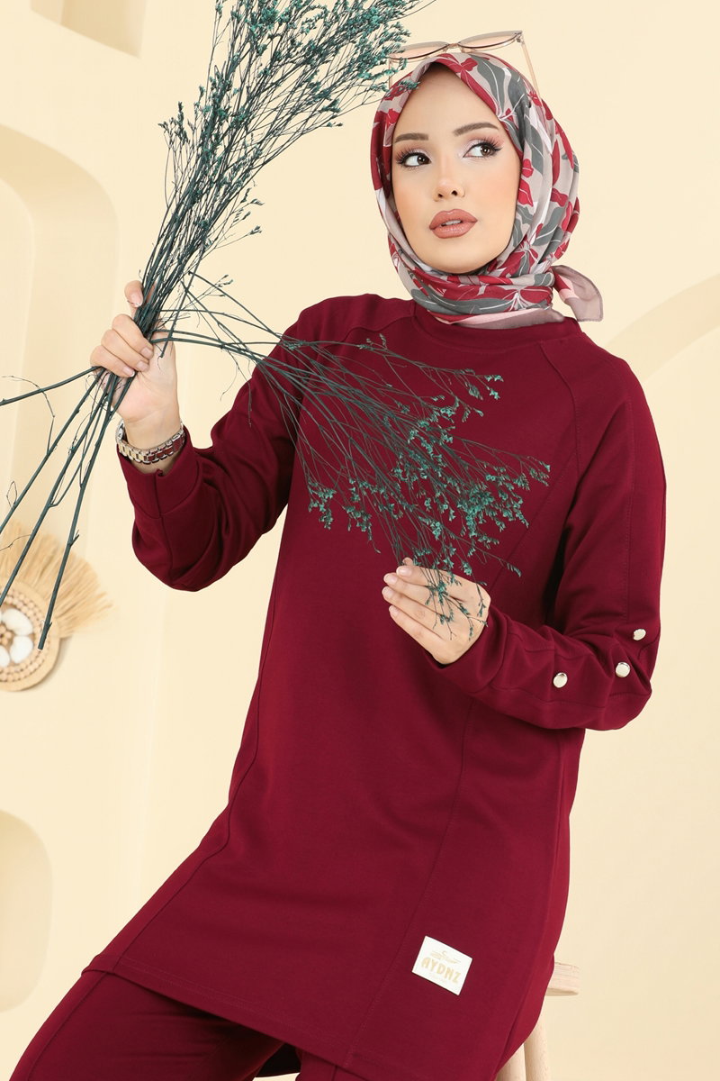 Kol Düğme Detaylı Modal Takım 2731AYD574 Bordo