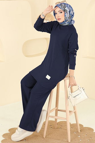 moda selvim Kol Düğme Detaylı Modal Takım 2731AYD574 Laci - Thumbnail