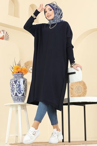 moda selvim Kolları Fitilli Triko Tunik 2096UZ662 Laci - Thumbnail