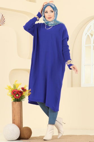 U.Z. - Kolları Fitilli Triko Tunik 2096UZ662 Saks