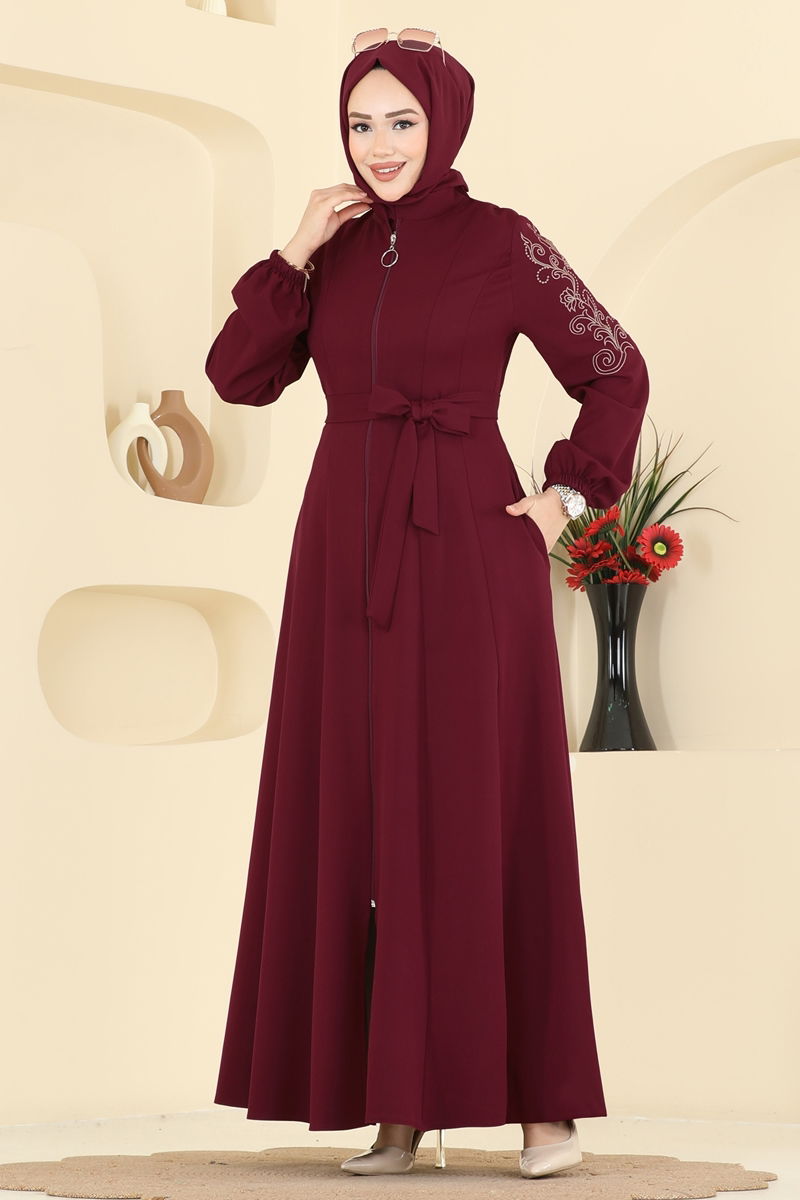 Kolları Nakışlı Dabıl Ferace 2768SL432 Bordo