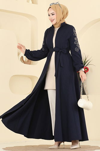 moda selvim Kolları Nakışlı Dabıl Ferace 2768SL432 Laci - Thumbnail