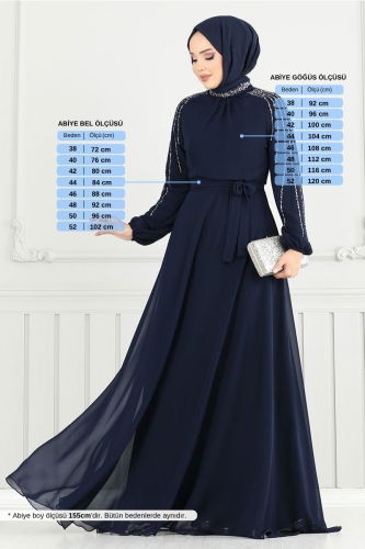 MRV A.N.T. - Kolları Taşlı Şifon Abiye 2420ANT904-M Laci