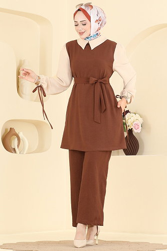 moda selvim Kolu Bağlamalı 2 li Takım 9237PLK541 Taba - Thumbnail