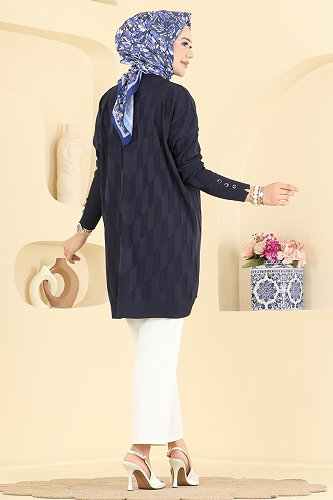 moda selvim Kolu Düğme Detaylı Tunik 3293NVX1208 Laci - Thumbnail