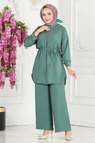 moda selvim Kolye Detay Aerobin Takım 350MP806 Mint - Thumbnail