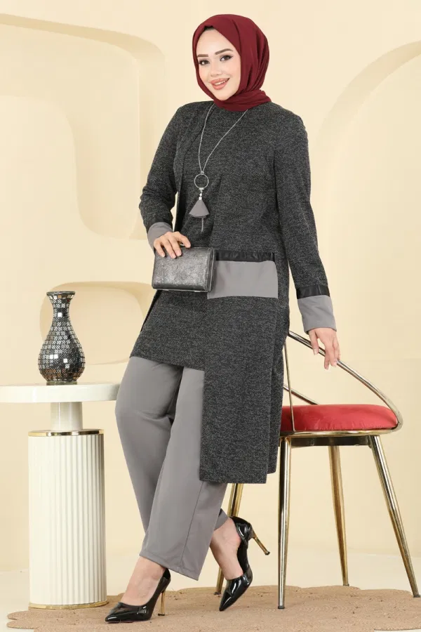 Modaselvim Kombin Kolye Detaylı İkili Takım 2838ASMK1074 Siyah