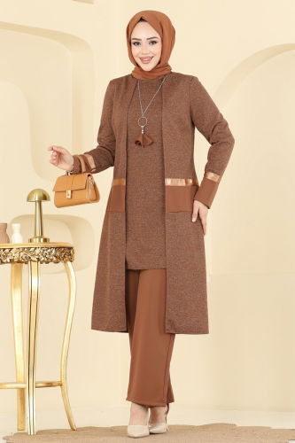 A.S.M.K. - Kolye Detaylı İkili Takım 2838ASMK1074 Taba