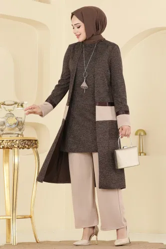 A.S.M.K. - Kolye Detaylı İkili Takım 2838ASMK1074 Vizyon&Kahve