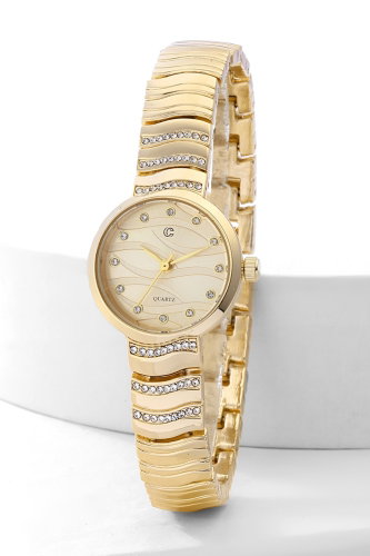 C.L.S.K. - Kordon Taş Detaylı Oval Saat 8871CLSK1184 Gold