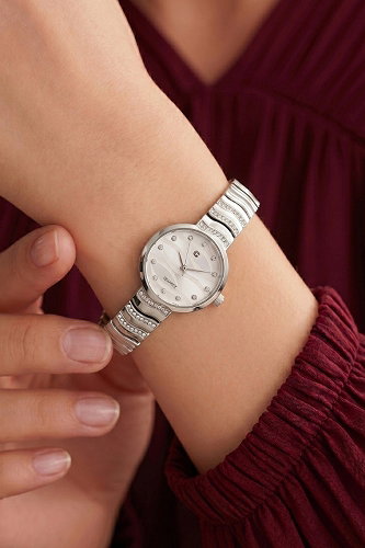 moda selvim Kordon Taş Detaylı Oval Saat 8871CLSK1184 Gümüş - Thumbnail