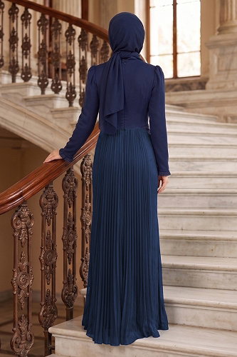 moda selvim Korsesi Dikili Saten Abiye 149DMNK1166 Laci - Thumbnail