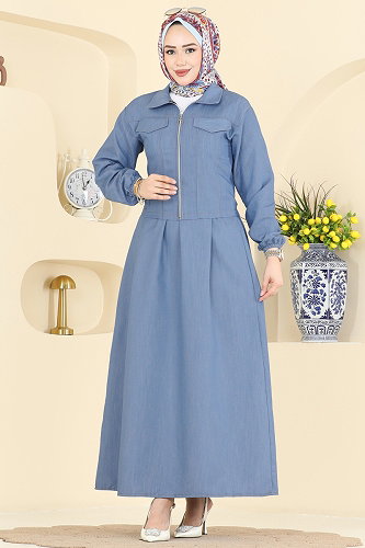 moda selvim Kot Etekli 2 li Takım 2611TPK1167 Açık Kot - Thumbnail