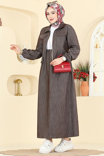 moda selvim Kot Etekli 2 li Takım 2611TPK1167 Kahve - Thumbnail