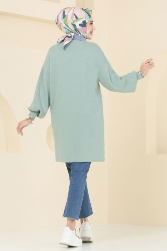 moda selvim Kot Yakalı Triko Tunik 9551KL398 Mint - Thumbnail