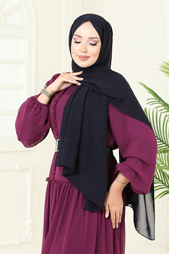 moda selvim Krep Şifon Şal Serisi 502MDL873 Laci - Thumbnail