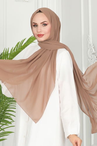 moda selvim Krep Şifon Şal Serisi 502MDL873 Latte - Thumbnail