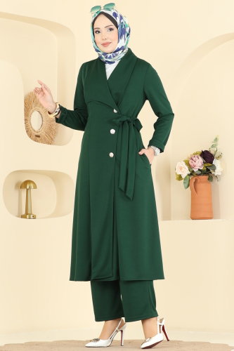 S.L. - Kruvaze Bağlamalı 2 li Takım 2853SL432 Zümrüt