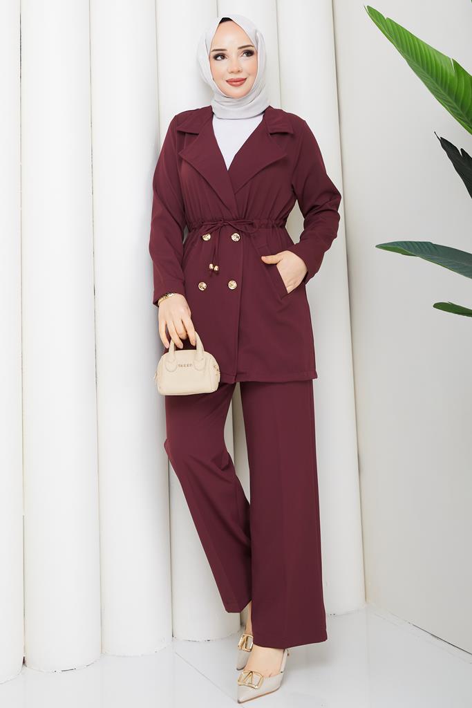 Kruvaze Yaka 2 li Takım 1233MP806 Bordo