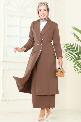 S.L. - Kruvaze Yaka Etekli Takım 2697SL432 Koyu Vizyon