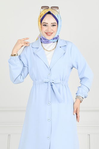 moda selvim Kruvaze Yaka İkili Takım 021MR1078 Bebe Mavisi - Thumbnail