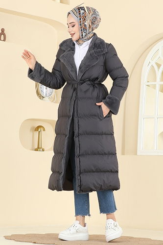 moda selvim Kruvaze Yaka Jesika Kaban 1160YMC1171 Antrasit - Thumbnail