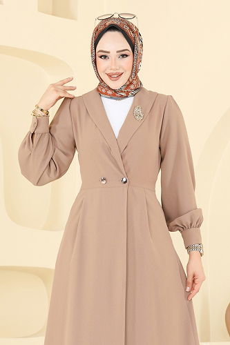 moda selvim Kruvaze Yaka Krep Takım 6223BSK463 Koyu Vizyon - Thumbnail