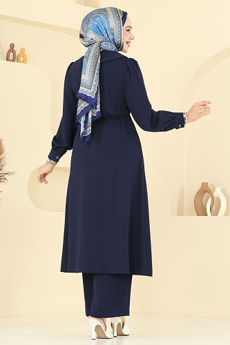 moda selvim Kruvaze Yaka Krep Takım 6223BSK463 Laci - Thumbnail