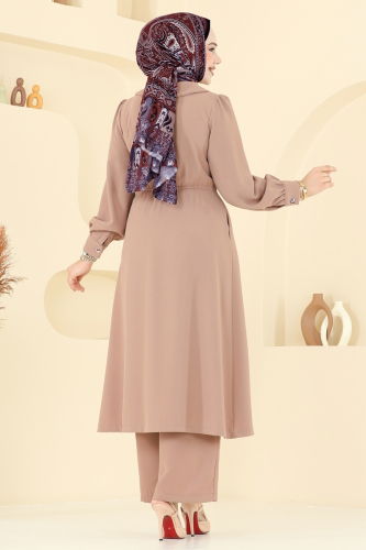 moda selvim Kruvaze Yaka Krep Takım 6223BSK463 Vizyon - Thumbnail