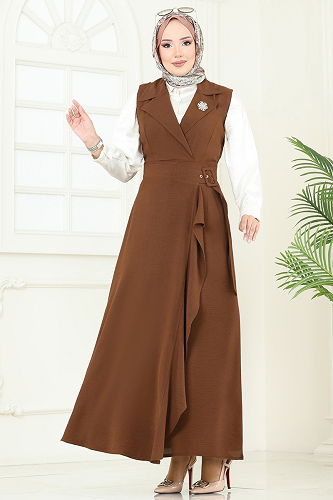 moda selvim Kruvaze Yaka Tesettür Jile 9036S324 Açık Kahve - Thumbnail