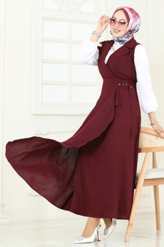 S.V.L. - Kruvaze Yaka Tesettür Jile 9036S324 Bordo