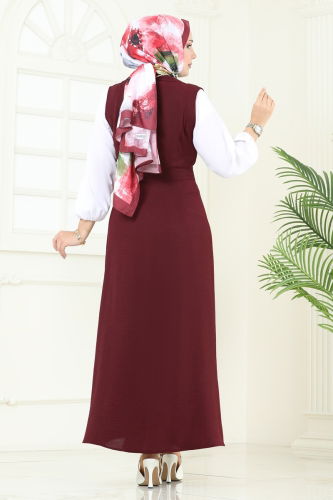 moda selvim Kruvaze Yaka Tesettür Jile 9036S324 Bordo - Thumbnail