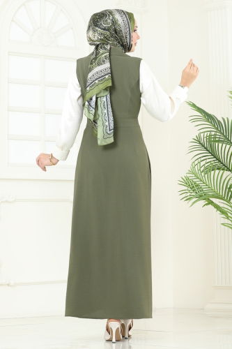 moda selvim Kruvaze Yaka Tesettür Jile 9036S324 Haki - Thumbnail