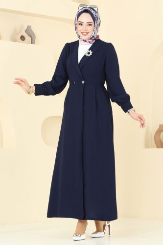 moda selvim Kruvaze Yaka Tesettür Kap 6214BSK463 Laci - Thumbnail