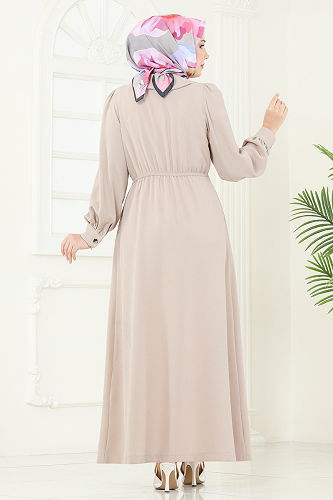 moda selvim Kruvaze Yaka Tesettür Kap 6214BSK463 Vizyon - Thumbnail