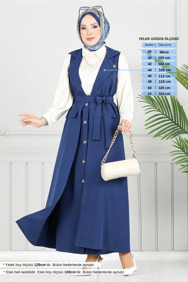 Modaselvim Kombin Kruvaze Yaka Tesettür Takım 23100UKB929-M Laci