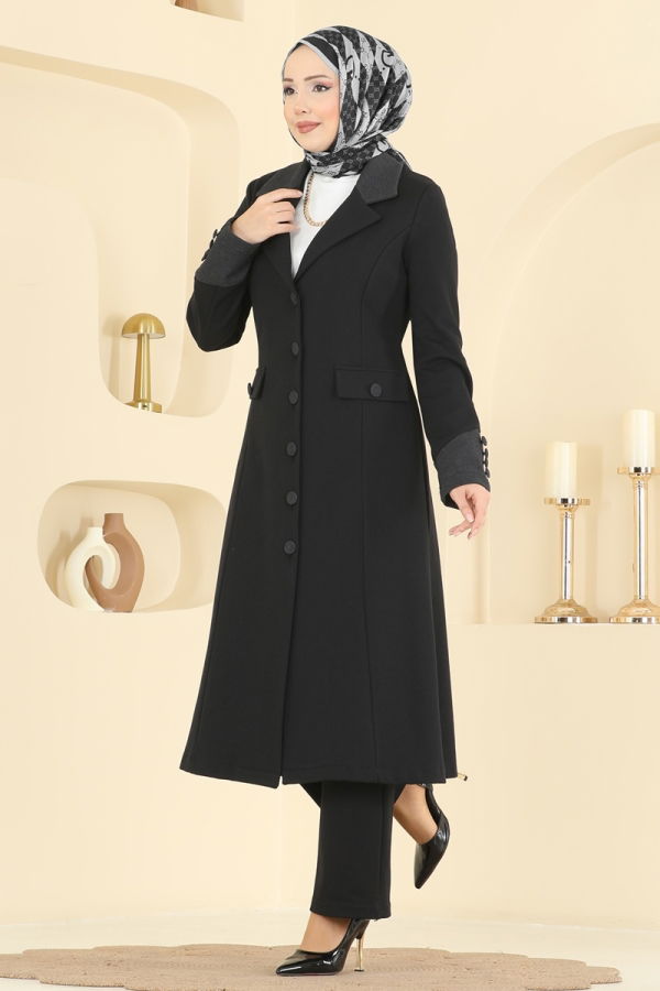 Modaselvim Kombin Kruvaze Yaka Tivit Kombin 2795SL432 Koyu Antrasit