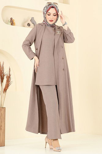 moda selvim Kruvaze Yaka Üçlü Takım 2653SL432 Vizyon - Thumbnail