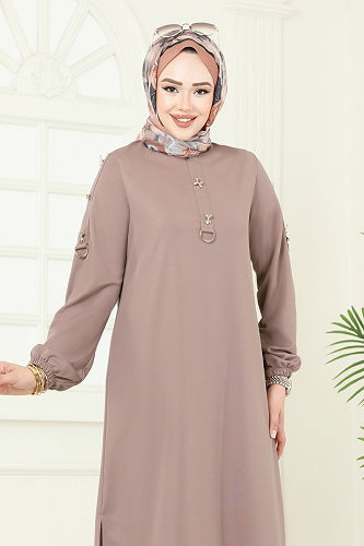 moda selvim Kurdele Aksesuarlı Tesettür Takım 452DVL817 Vizyon - Thumbnail